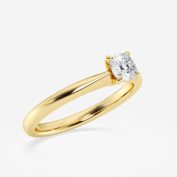 1/2 ctw Cushion Lab Grown Diamond Petite Solitaire Engagement Ring - Picture 4 of 6